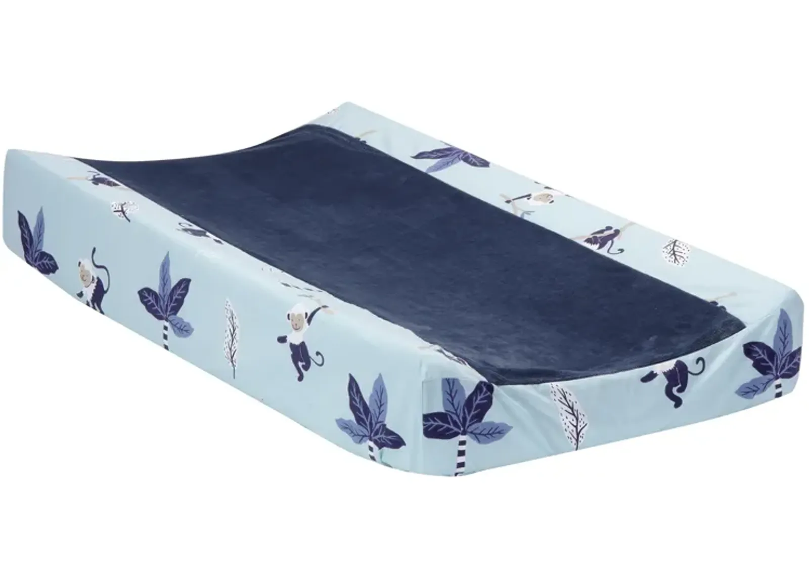 Lambs & Ivy Jungle Party Blue Monkey/Palm Tree Changing Pad Cover