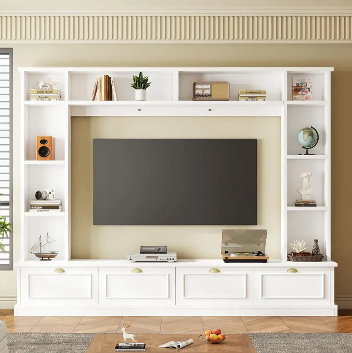 Merax Wall Unit Entertainment Center with Bookshelves