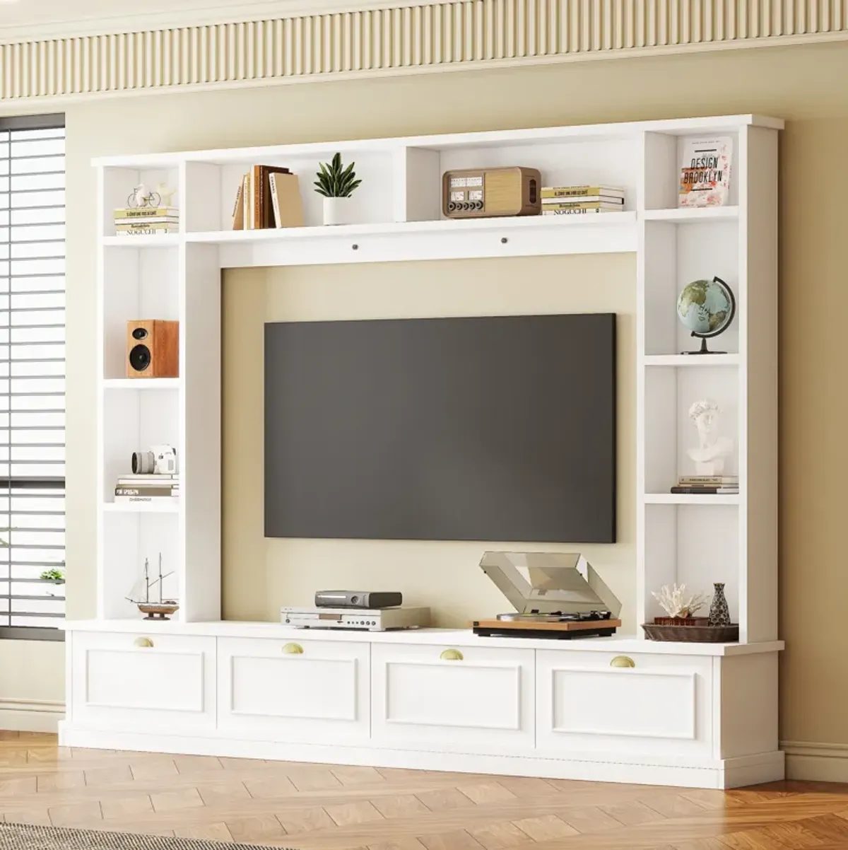 Merax Wall Unit Entertainment Center with Bookshelves