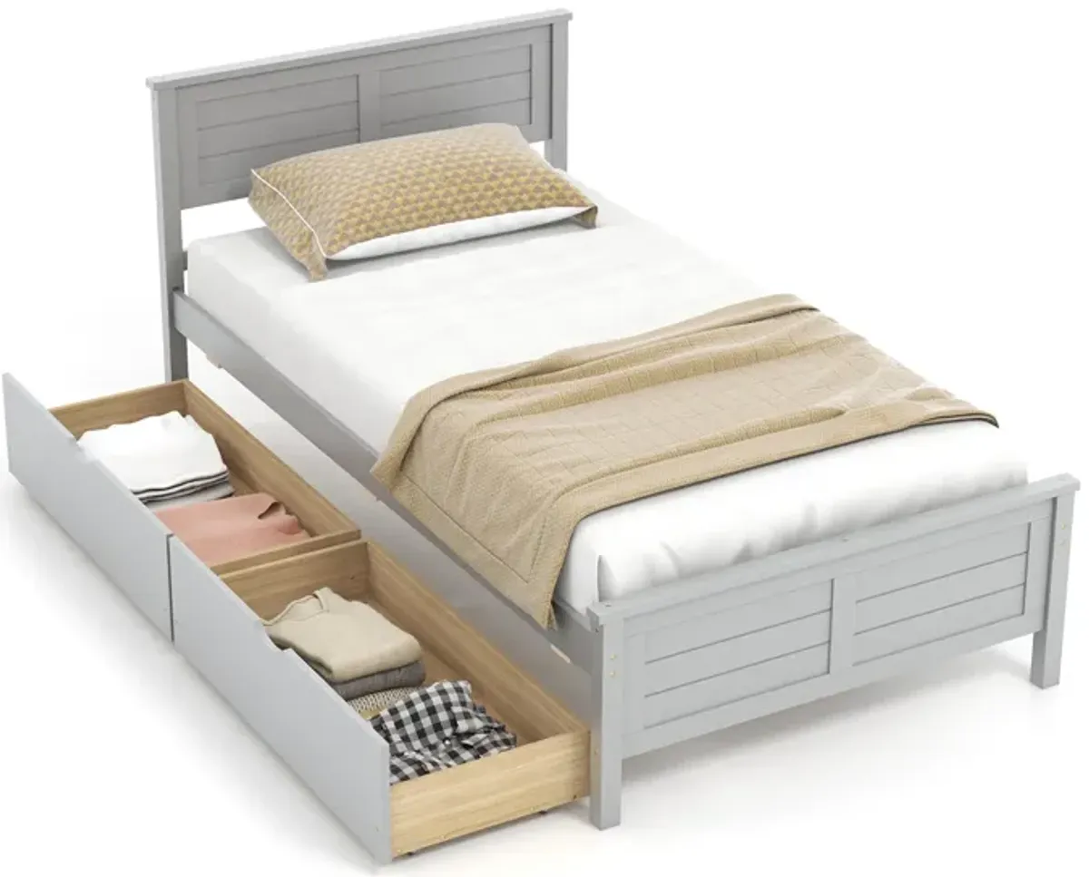 Twin Size Bed Frame with Storage Drawers