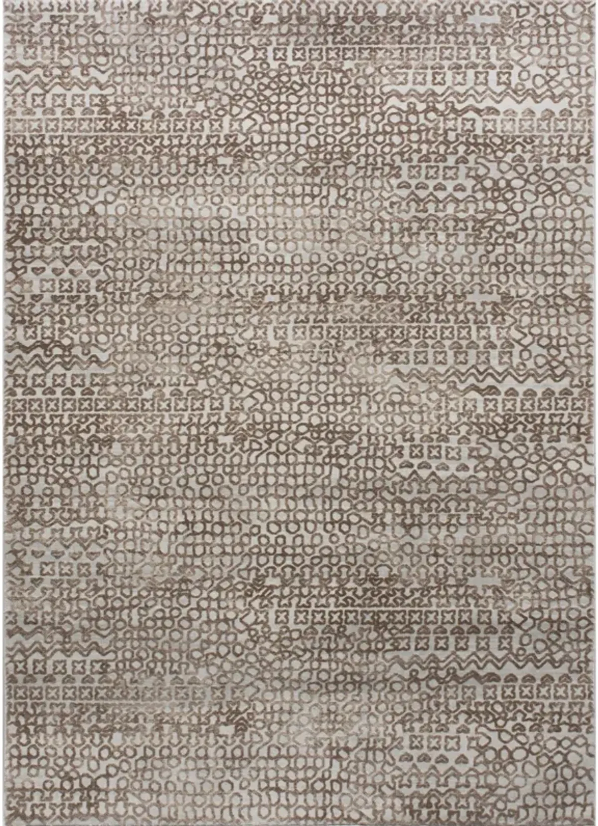 8' x 10' Brown and Gray Tribal Rectangular Area Throw Rug