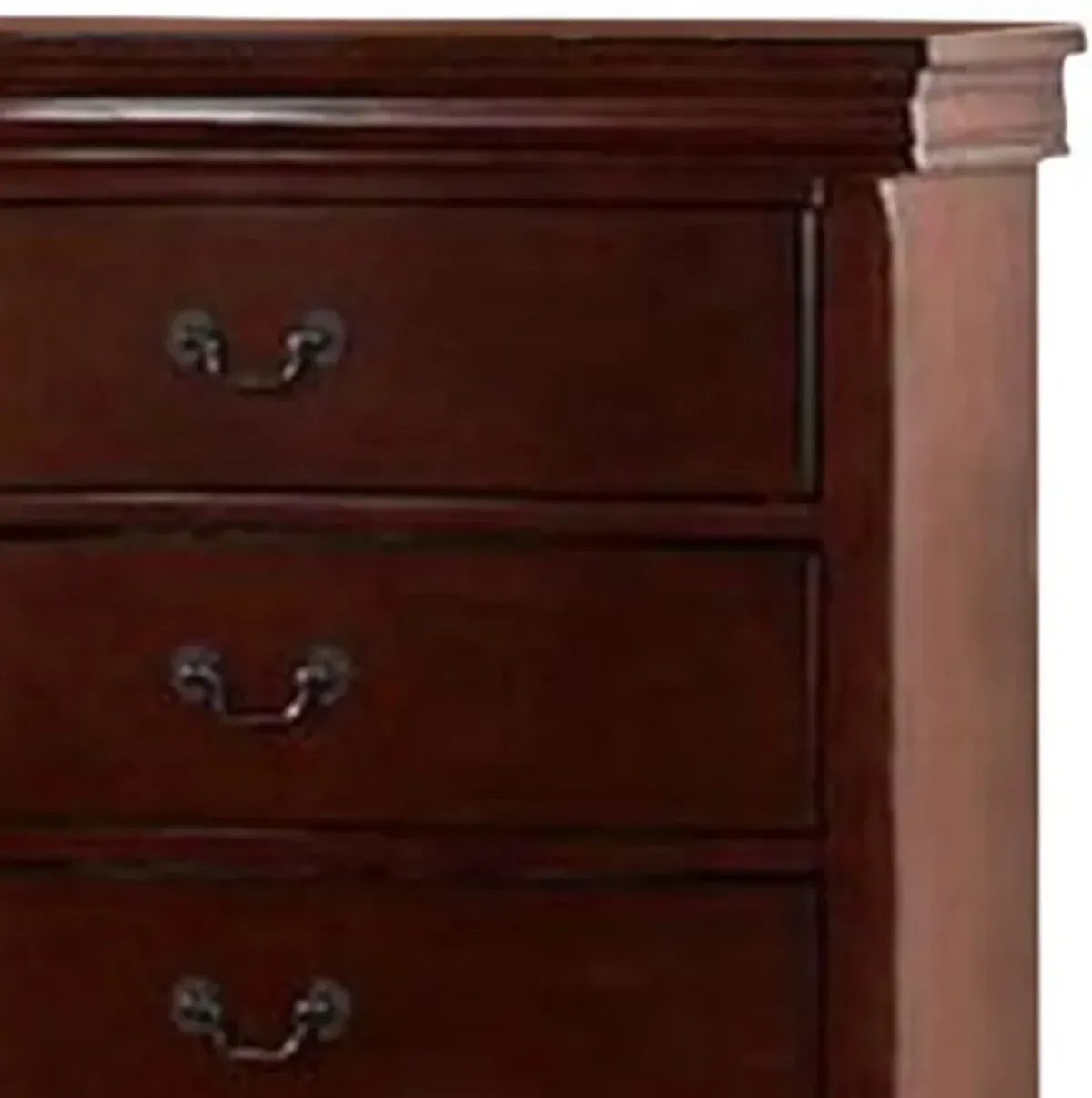 Decorously Functional Pine Wood, Plywood & Birch Veneer Chest, Cherry-Benzara