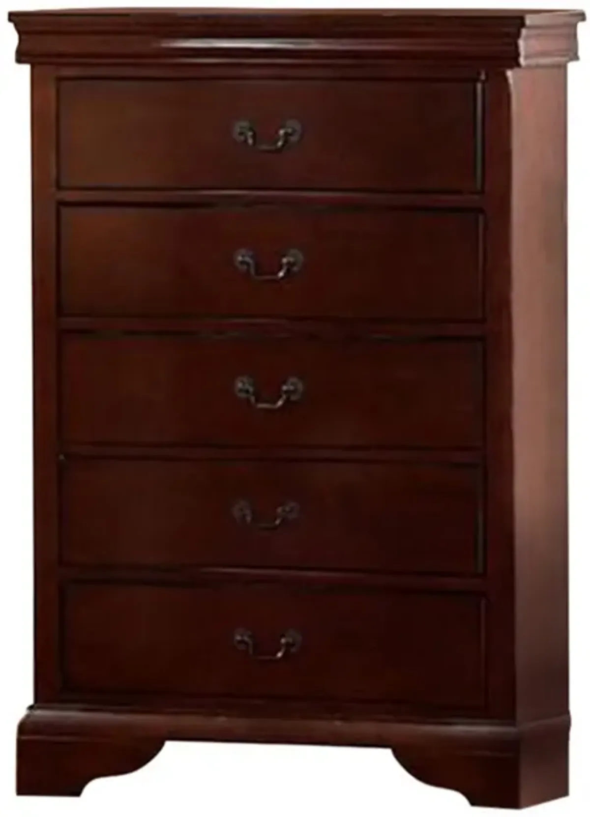 Decorously Functional Pine Wood, Plywood & Birch Veneer Chest, Cherry-Benzara
