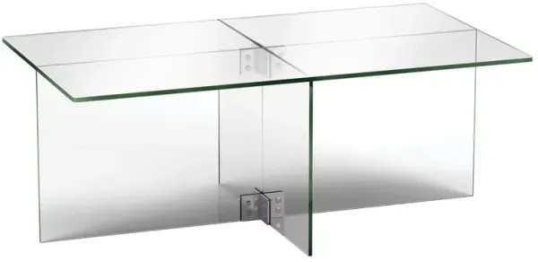 Hudson&Canal Gehry 24'' Wide Rectangular Coffee Table in Clear Glass