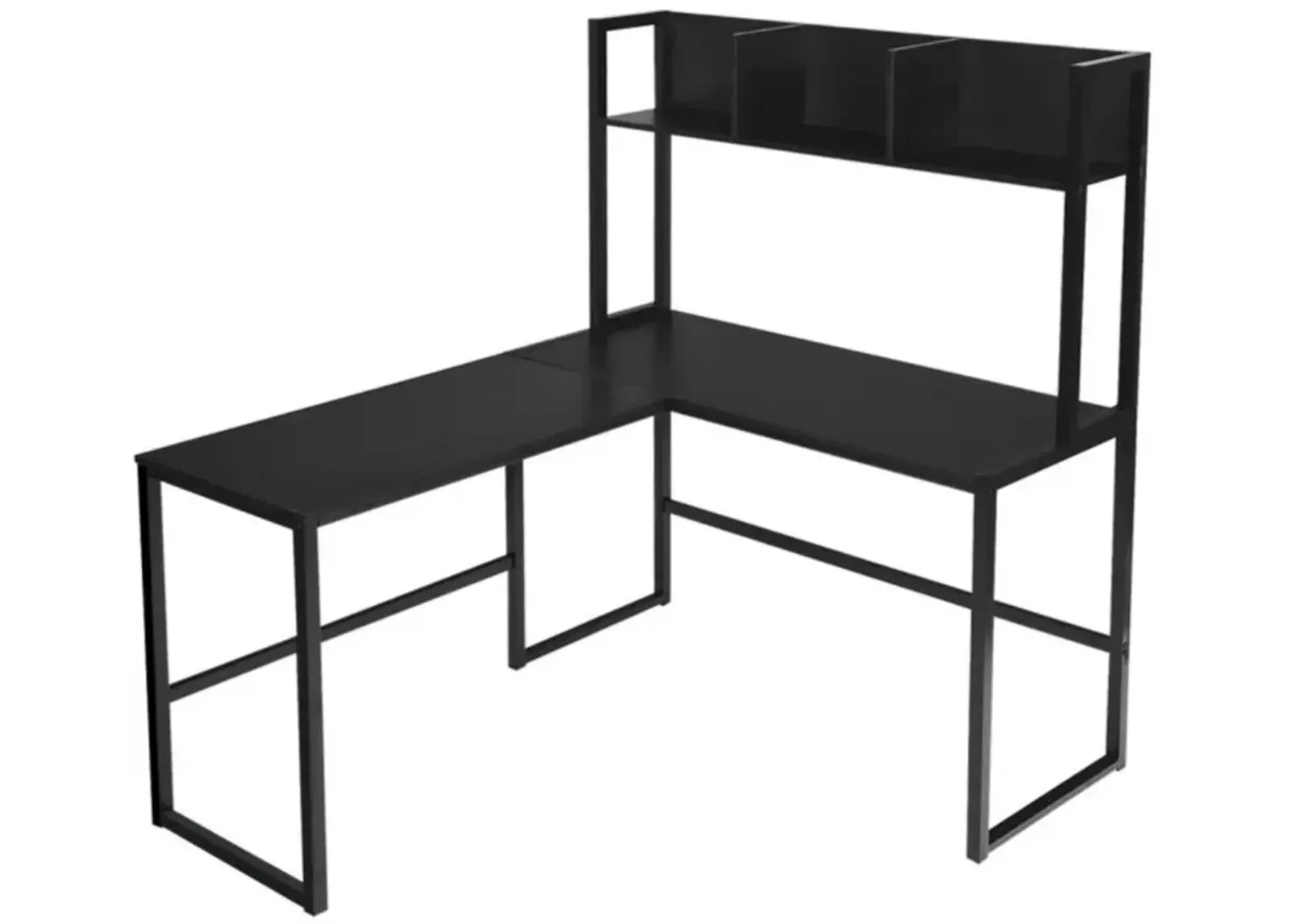 Hivvago Reversible L-Shaped Corner Desk with Storage Bookshelf