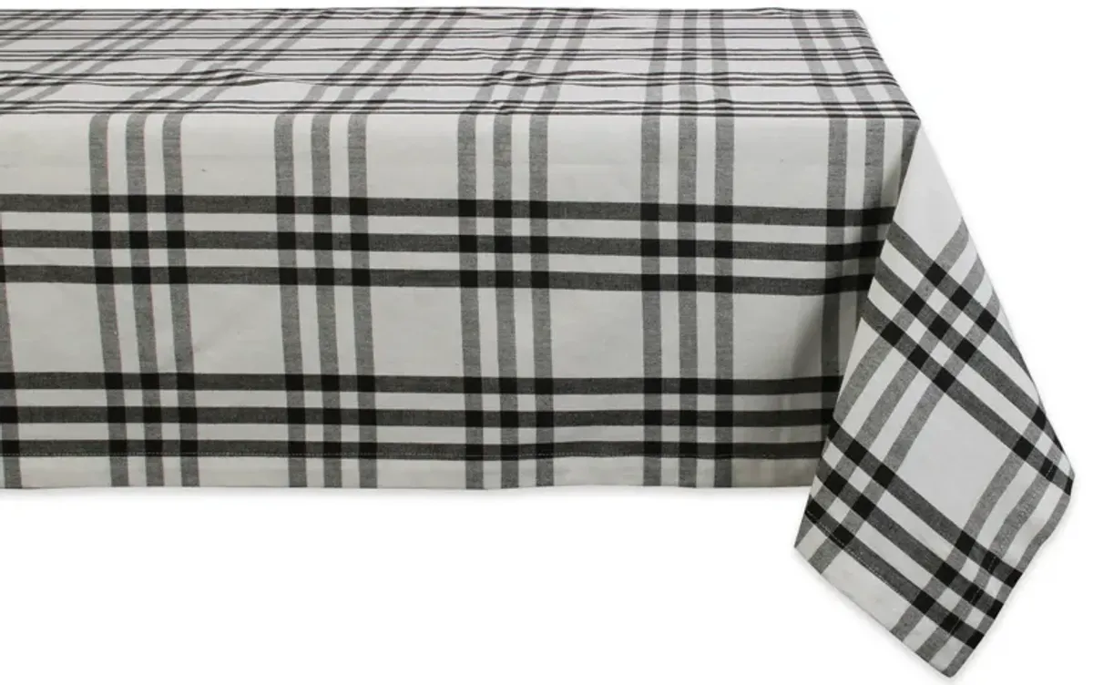 120" Cotton Tablecloth with Black Plaid Design