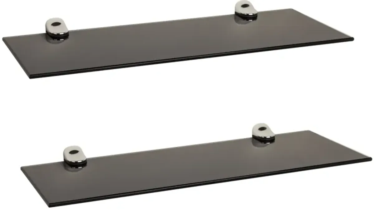 Set of 2 Glass Floating Shelves with Chrome Brackets 16 x 6"