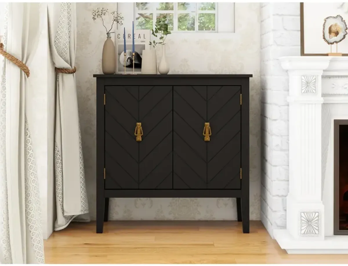 Vintage Black Wood 2-Door Cabinets