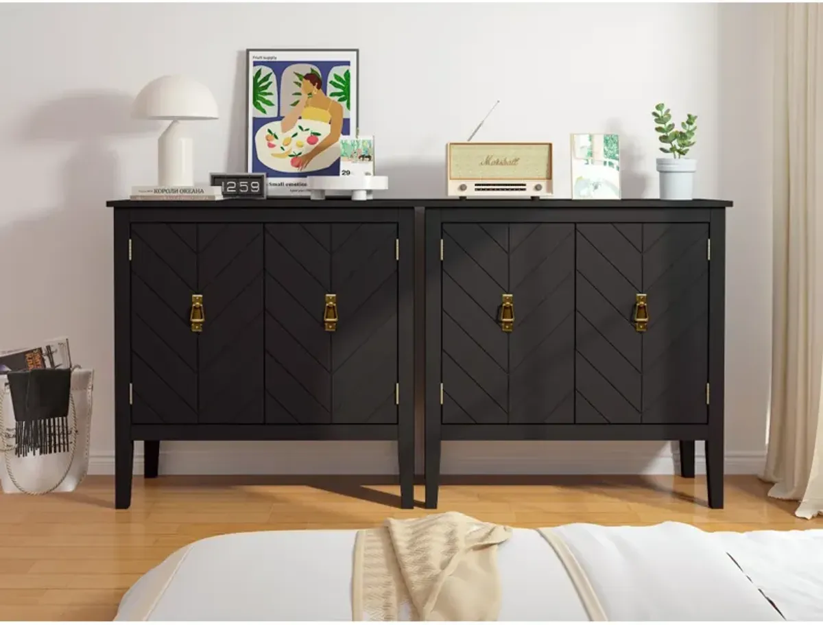 Vintage Black Wood 2-Door Cabinets