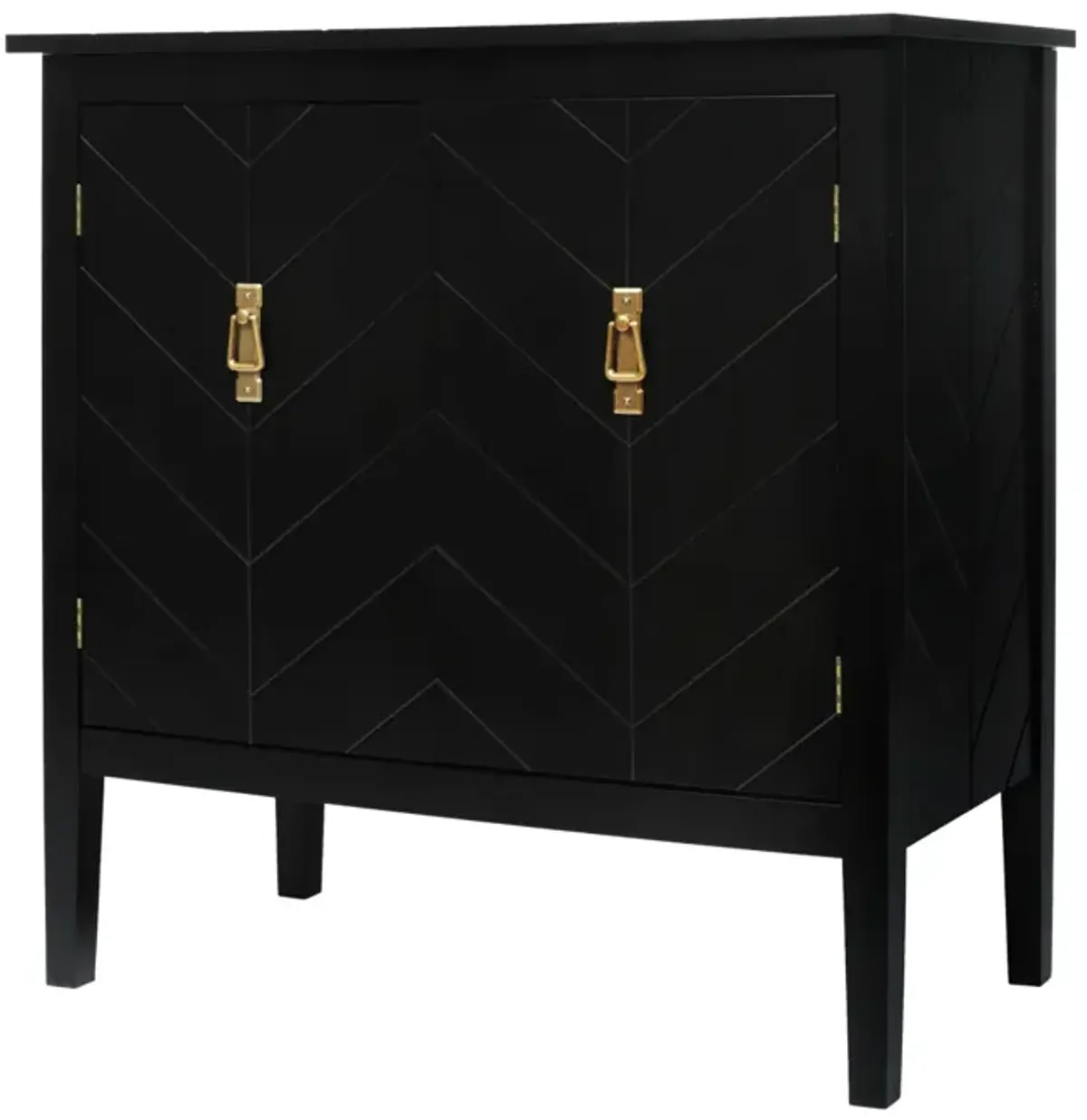 Vintage Black Wood 2-Door Cabinets