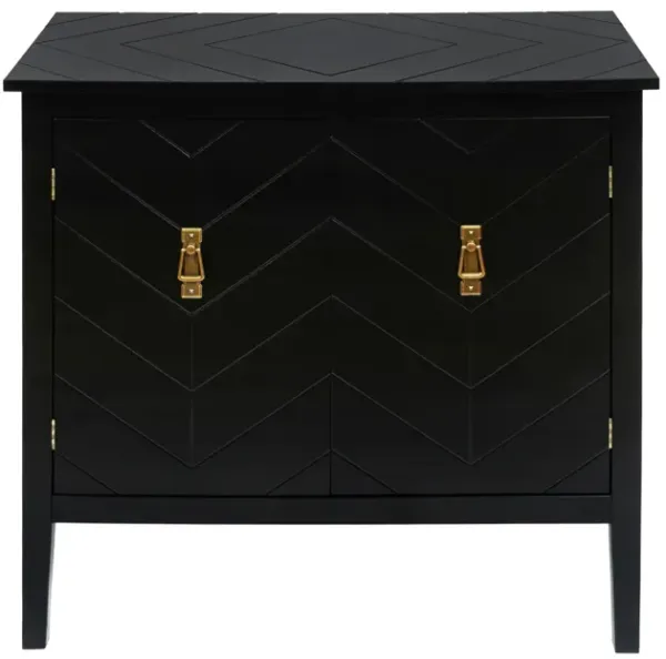 Vintage Black Wood 2-Door Cabinets