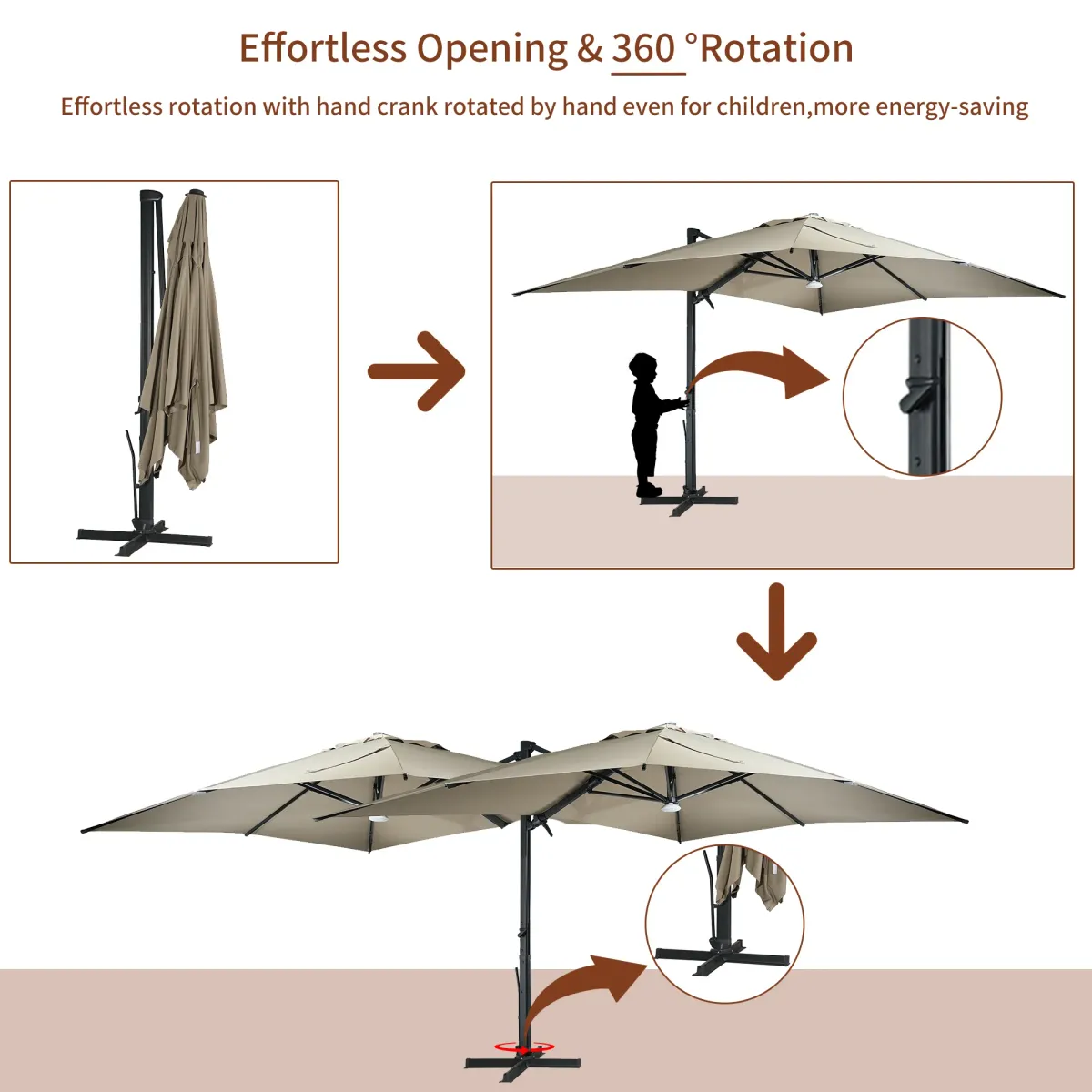 MONDAWE 10ft Square Cantilever Patio Umbrella for Outdoor Shade