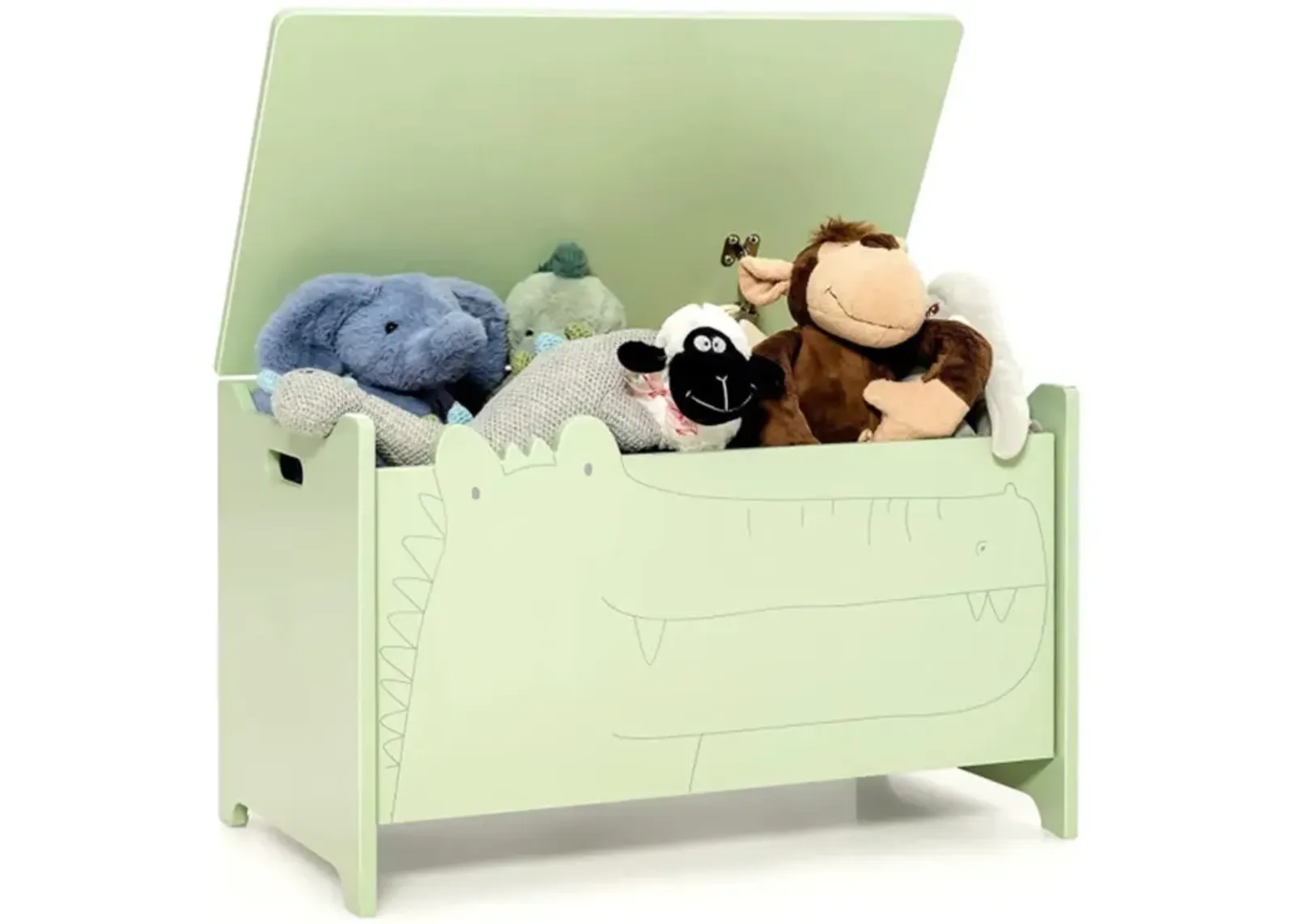 Hivvago Wooden Kids Toy Box with Safety Hinge-Green