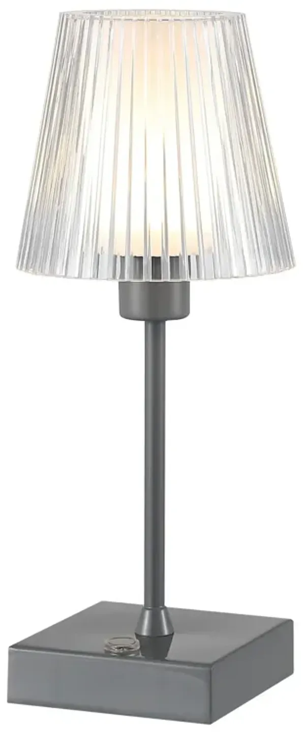 Oscar Modern Industrial Rechargeablecordless Iron/Acrylic Integrated LED Table Lamp with Ribbed S