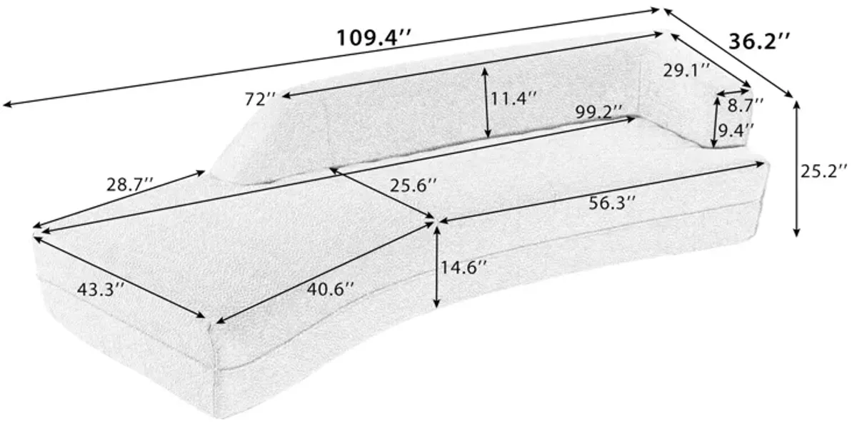 Merax Modern Indoor Sofa Curved Chaise Lounge