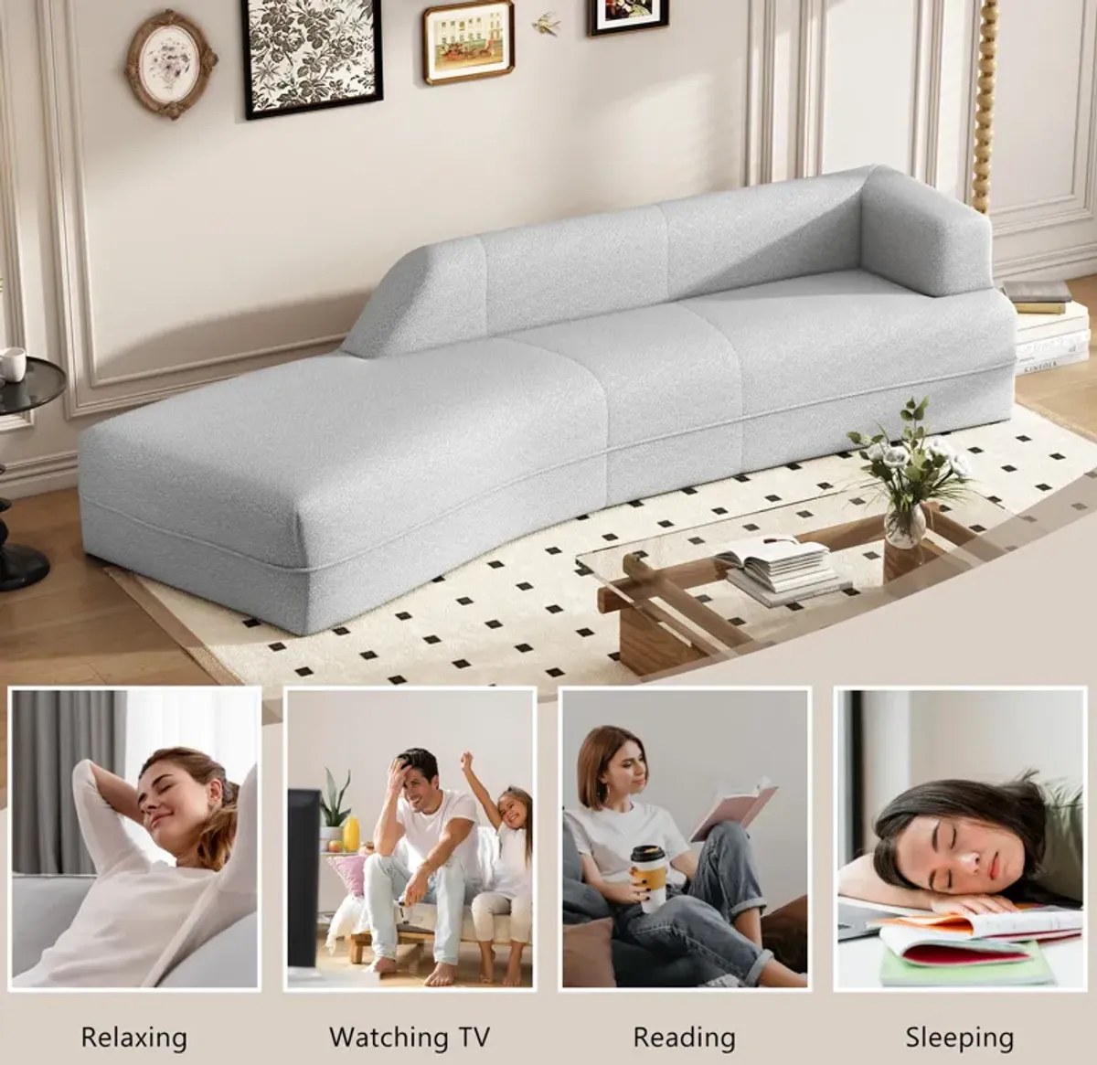 Merax Modern Indoor Sofa Curved Chaise Lounge