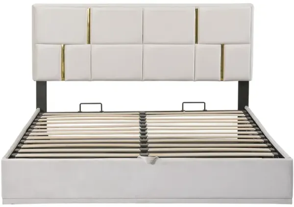 Merax PU Platform Bed with Hydraulic Storage System