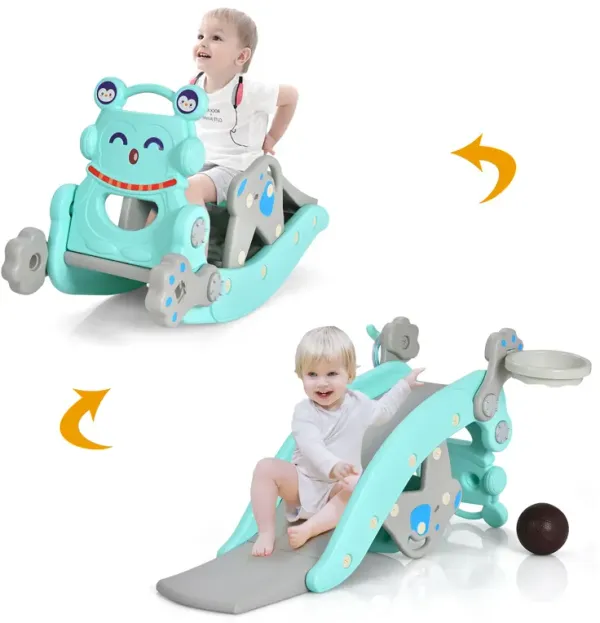 4-in-1 Rocking Horse Play Set for Toddlers – Includes Slide, Hoop & Climbing Feature
