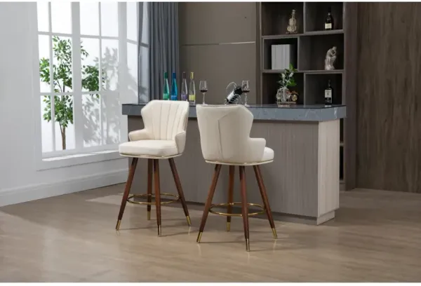 Swivel Bar Stools With Backrest Footrest, With A Fixed Height Of 360 Degrees
