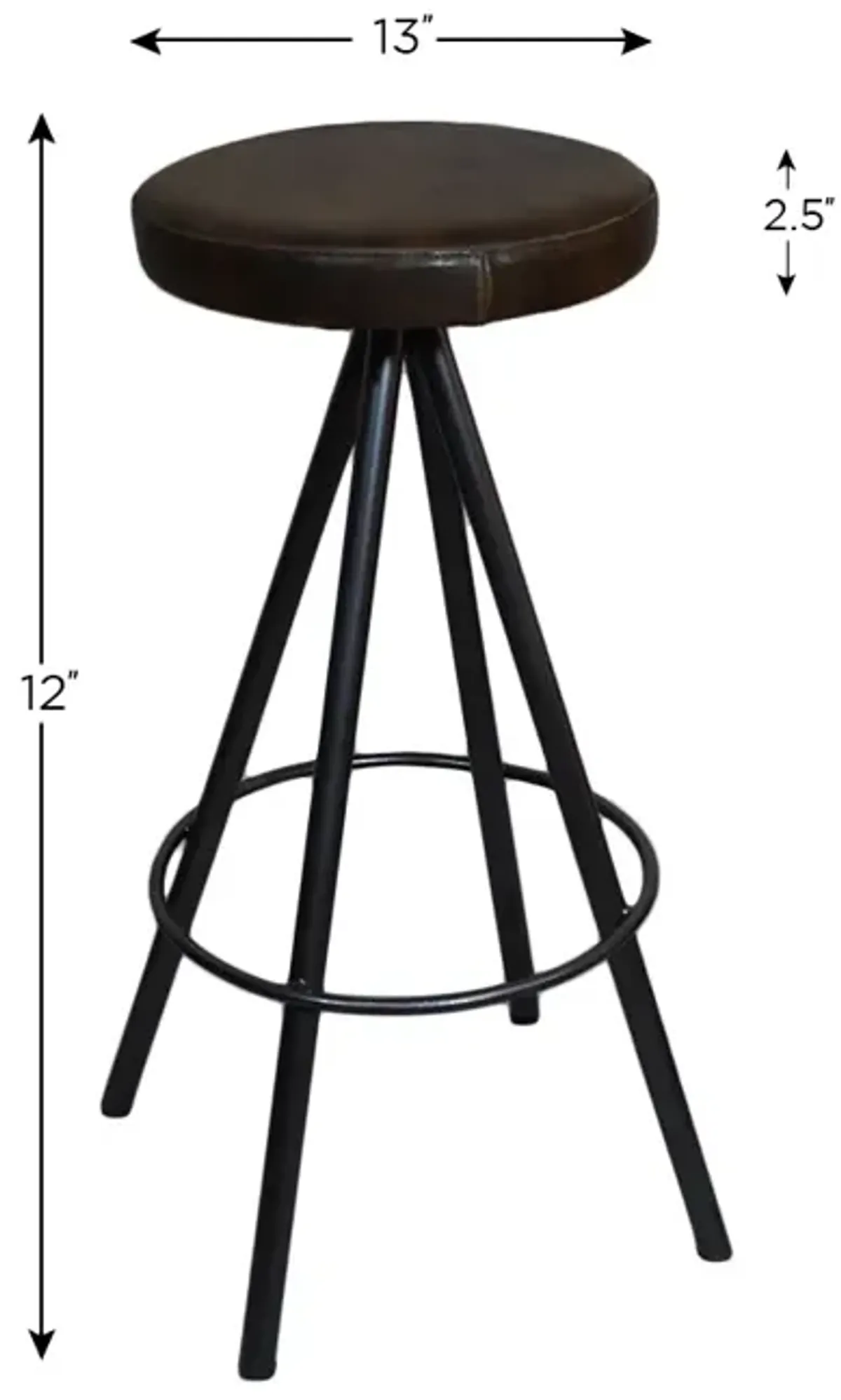 Handmade Bar Stool Iron & Leather Contemporary Black Brown BBH Homes