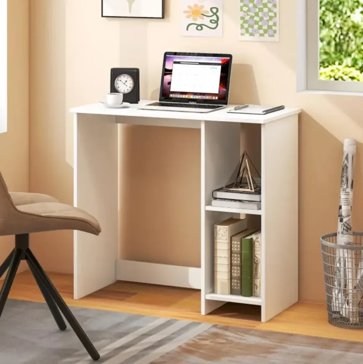 Hivvago 31.5 Inch  Modern Home Office Desk with 2 Compartments