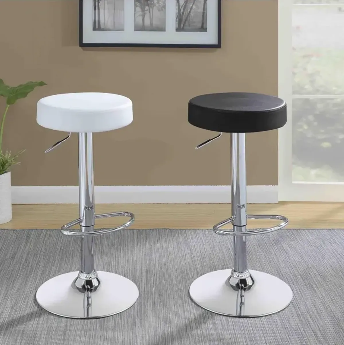 Ramses Adjustable Backless Bar Stool Chrome and White