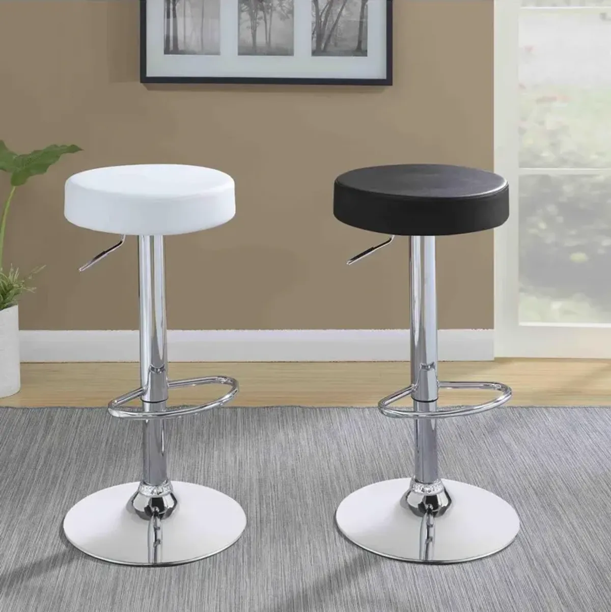 Ramses Adjustable Backless Bar Stool Chrome and White