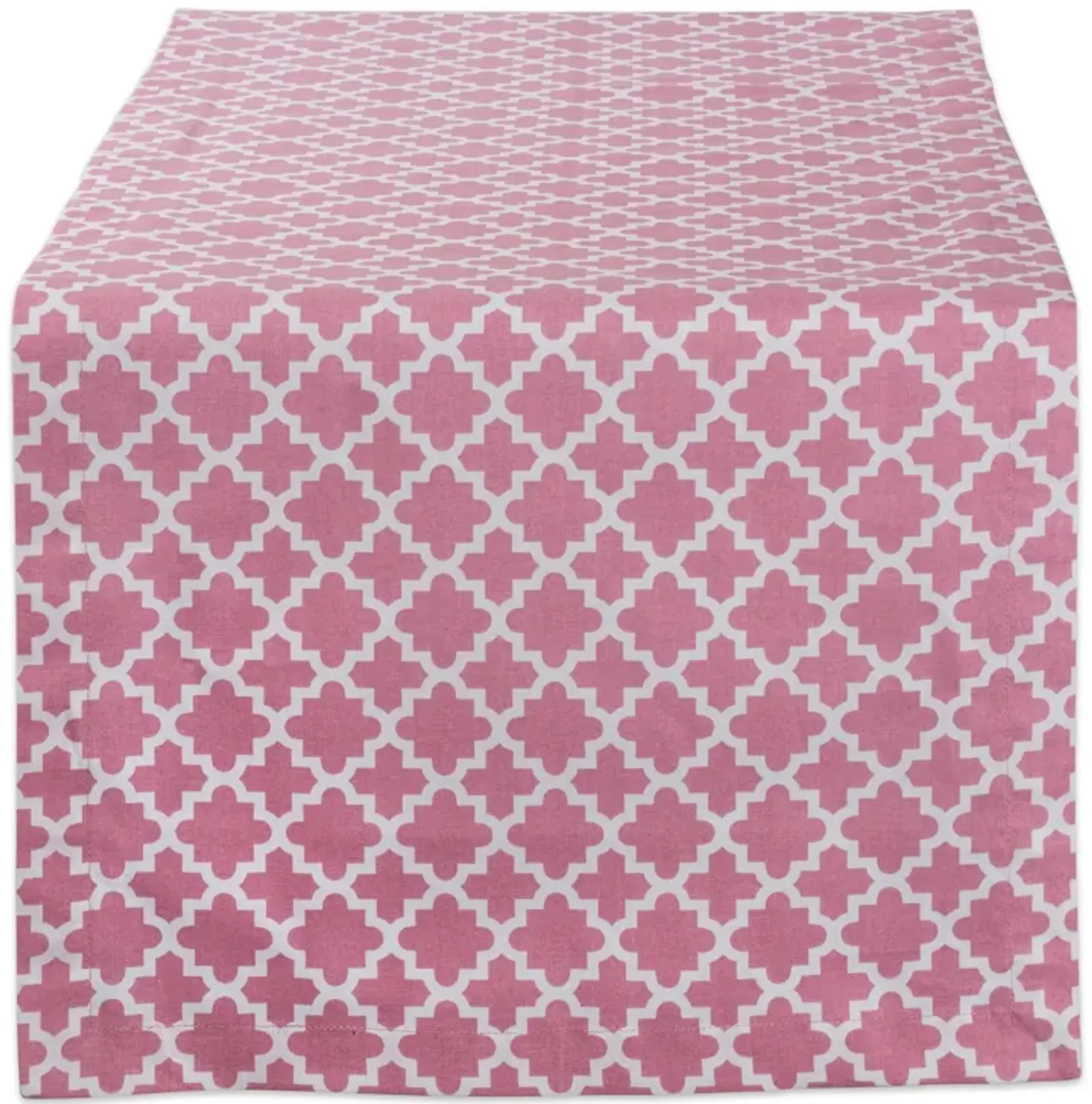 108" Pink and White Moroccan Rectangular Table Runner