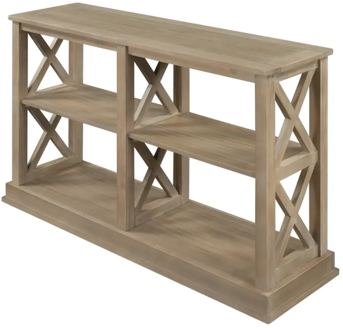 Console Table with 3-Tier Open Storage Spaces and “X” Legs, Narrow Sofa Entry Table for Living Room, Entryway and Hallway