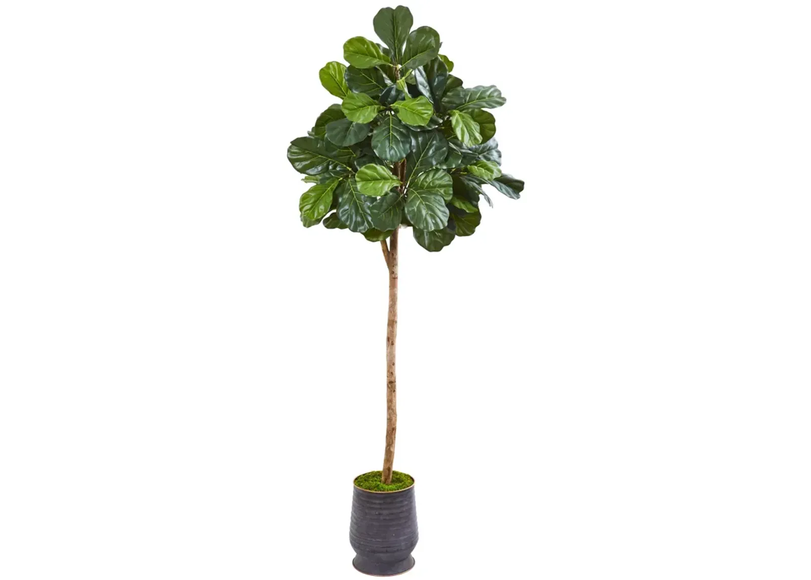 HomPlanti 80 Inches Fiddle Leaf Fig Artificial tree in Ribbed Metal Planter