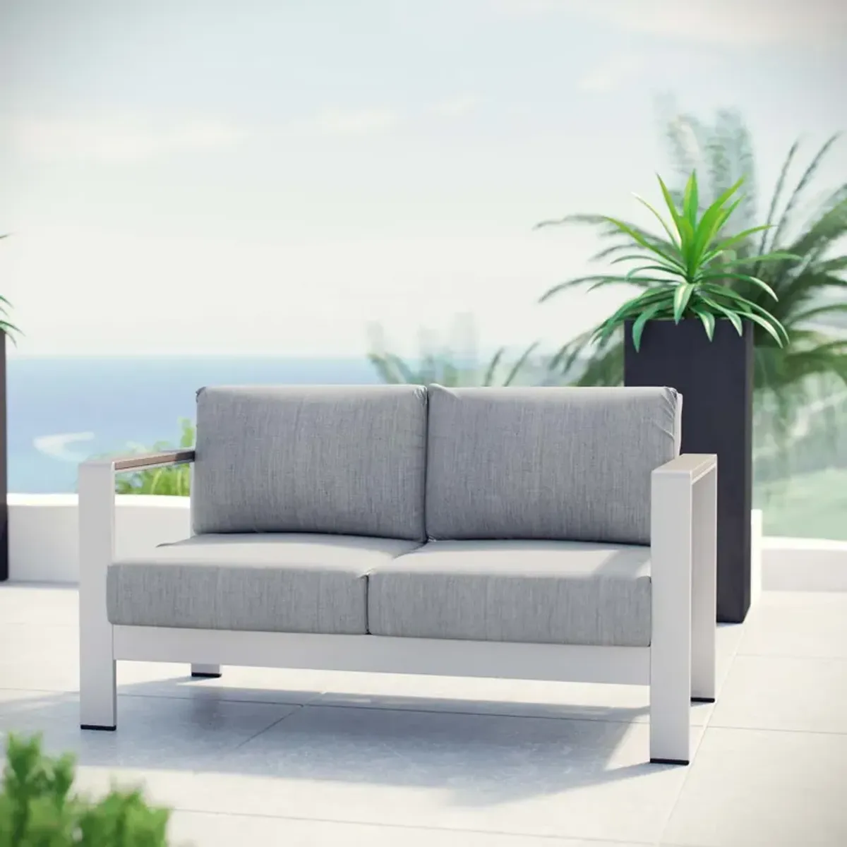 Modway - Shore Outdoor Patio Aluminum Loveseat