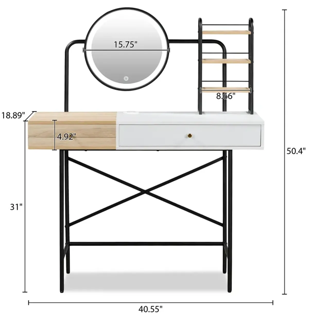 Merax Makeup Vanity Desk with 3-Mode Lighted Mirror