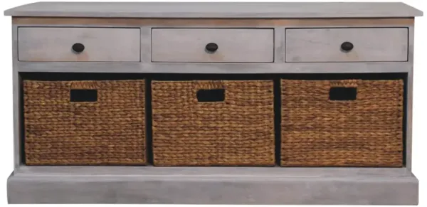 Artisan Furniture Solid Wood Acid Wash Basket Storage Cabinet