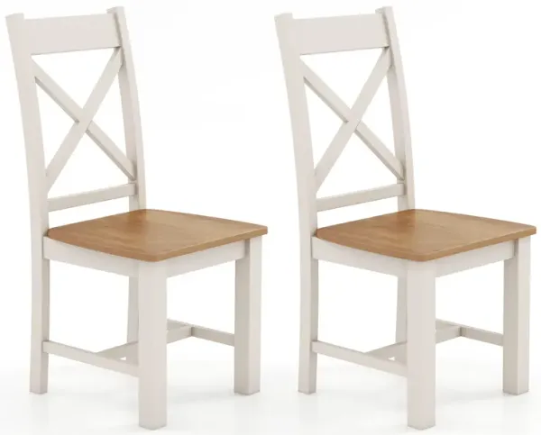 Wooden Dining Chairs Set of 2 with High Back and Rubber Wood Frame