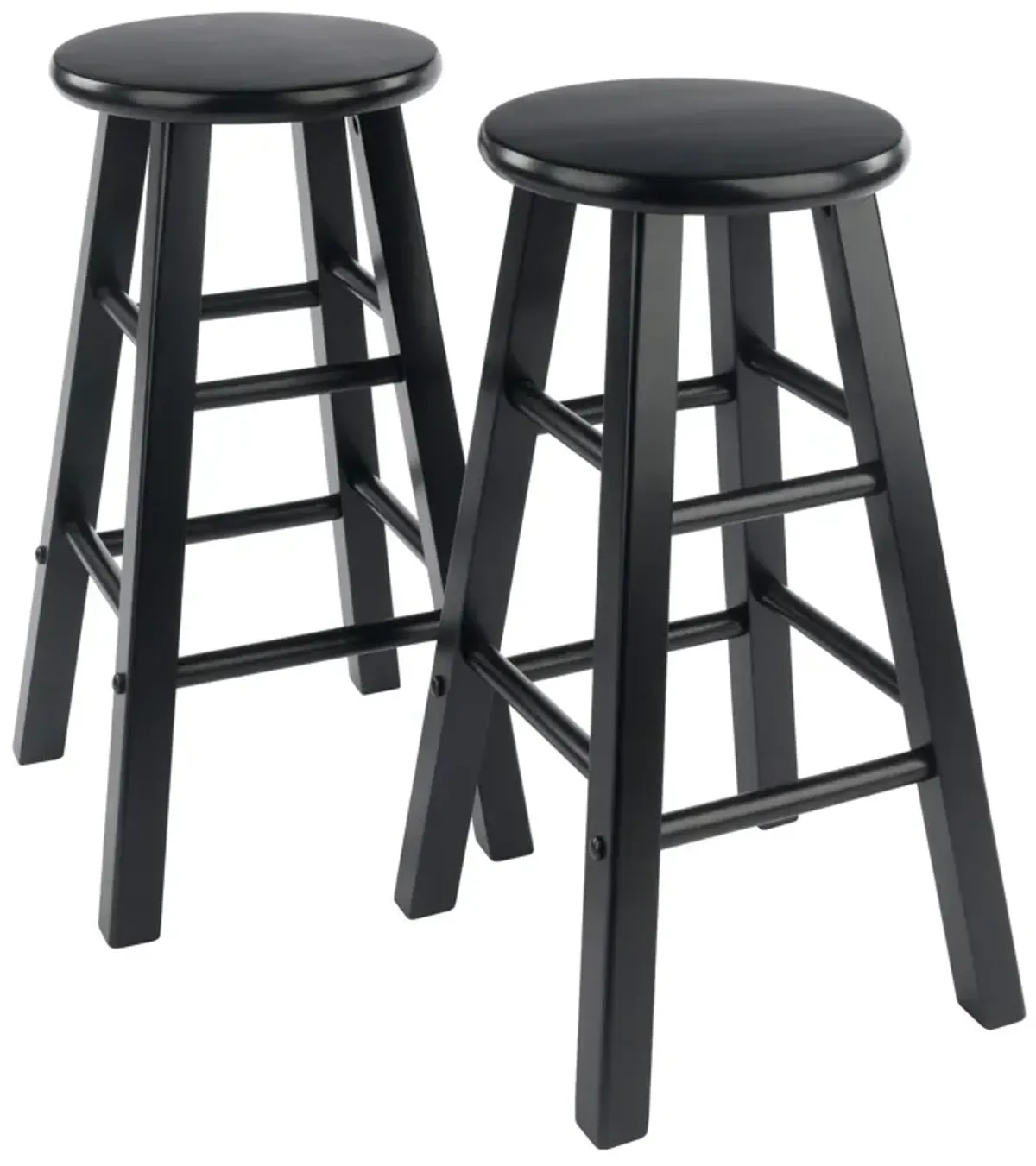 Yardlio Wood Element Counter Stool Set - Sleek Black Finish, Versatile Design