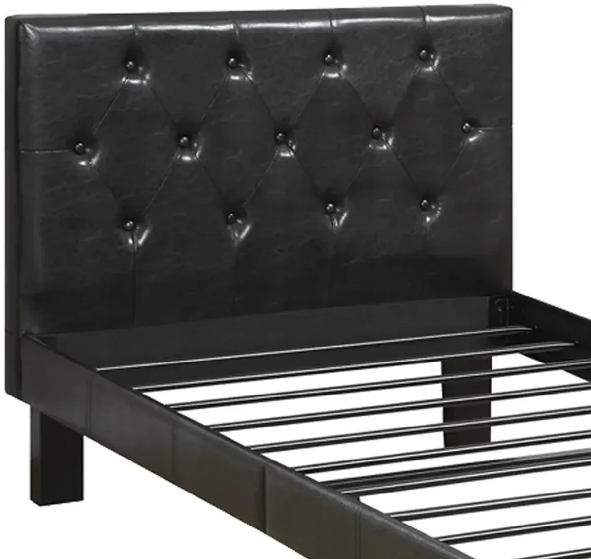 Faux Leather Upholstered Full size Bed With tufted Headboard Black