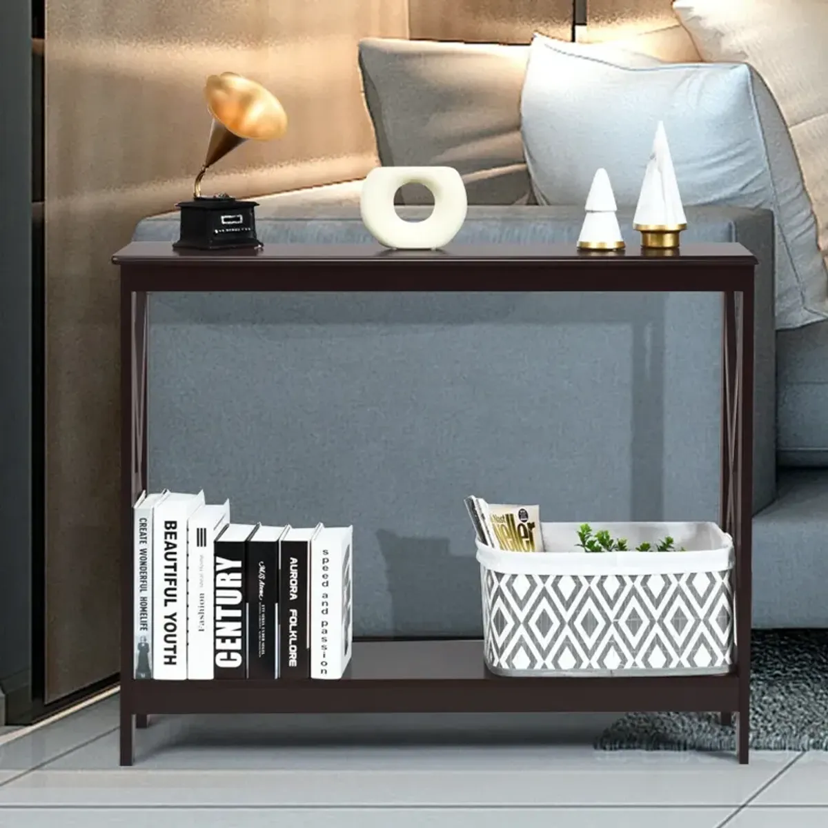 2-Tier Console X-Design Sofa Side Accent Table