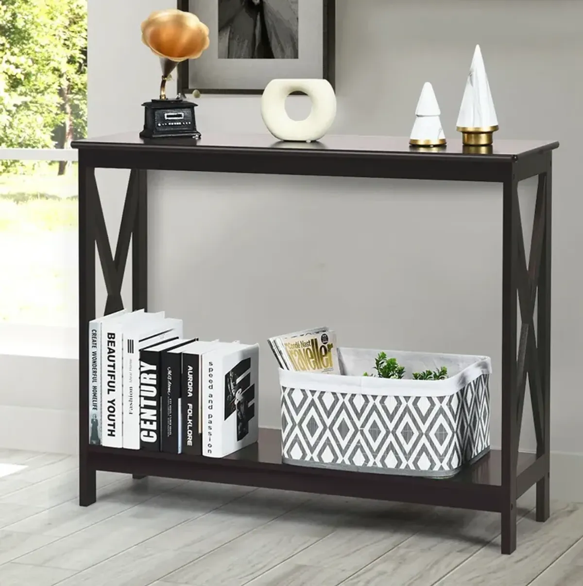 2-Tier Console X-Design Sofa Side Accent Table