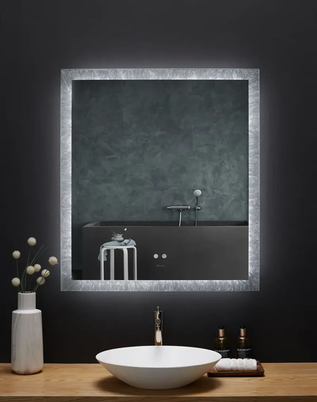 FRYSTA LED Frameless Rectangular Mirror with Dimmer and Defogger