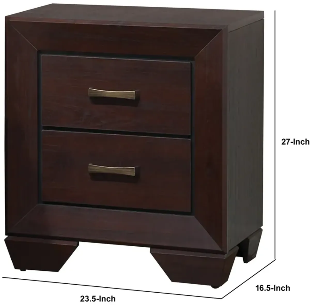 Chic Side Nightstand, Dark Cocoa Brown-Benzara