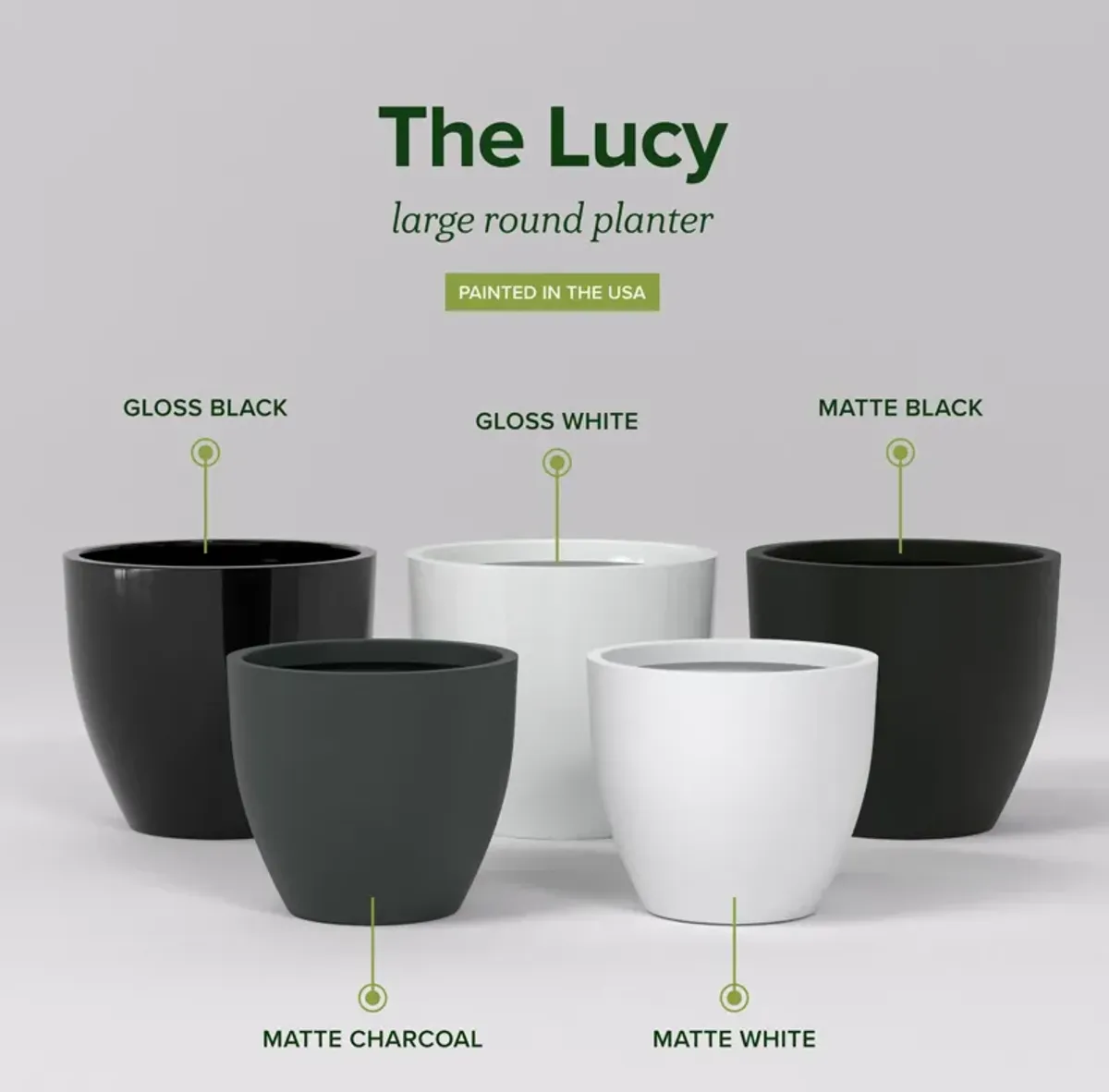 Greenline Fiberglass Lucy Medium Indoor/Outdoor Round Planter.