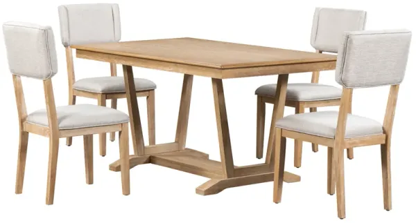 Merax  Rectangular Dining Table Set with 4 Upholstered Chairs