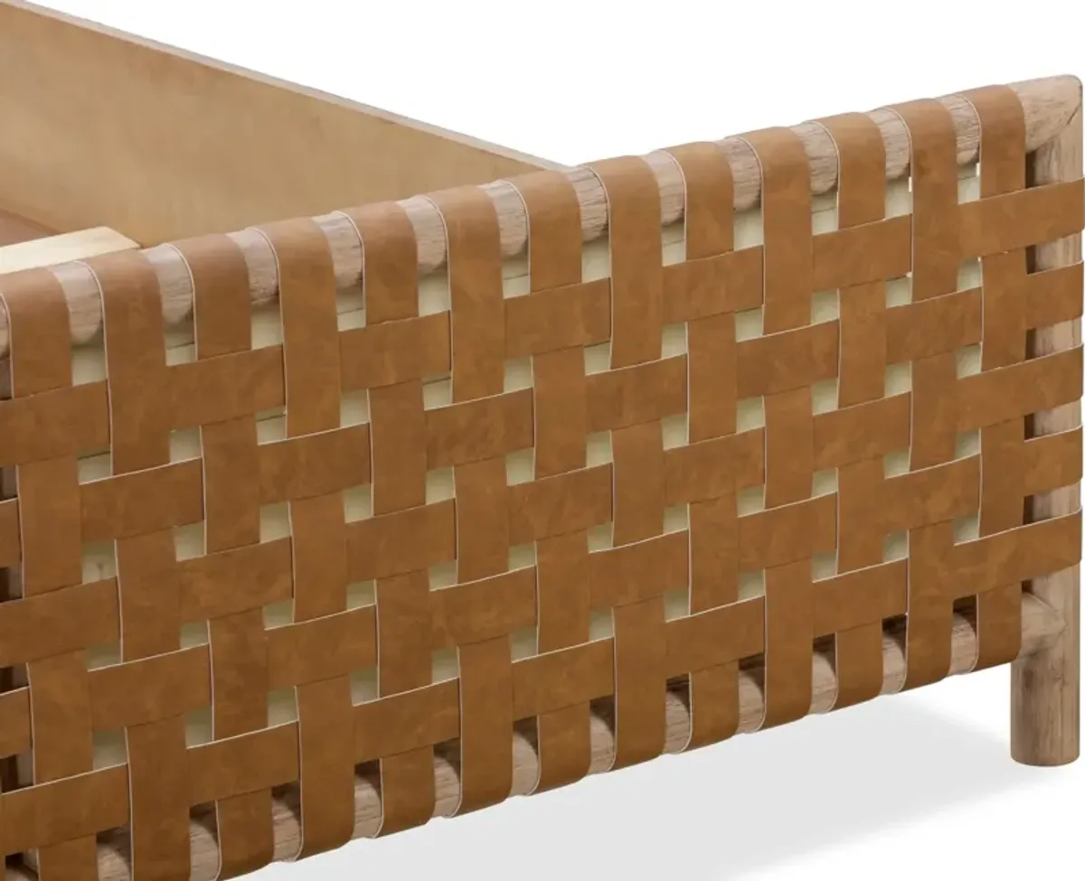 Dorsey California King-size Woven Panel Bed in Granola and Ginger
