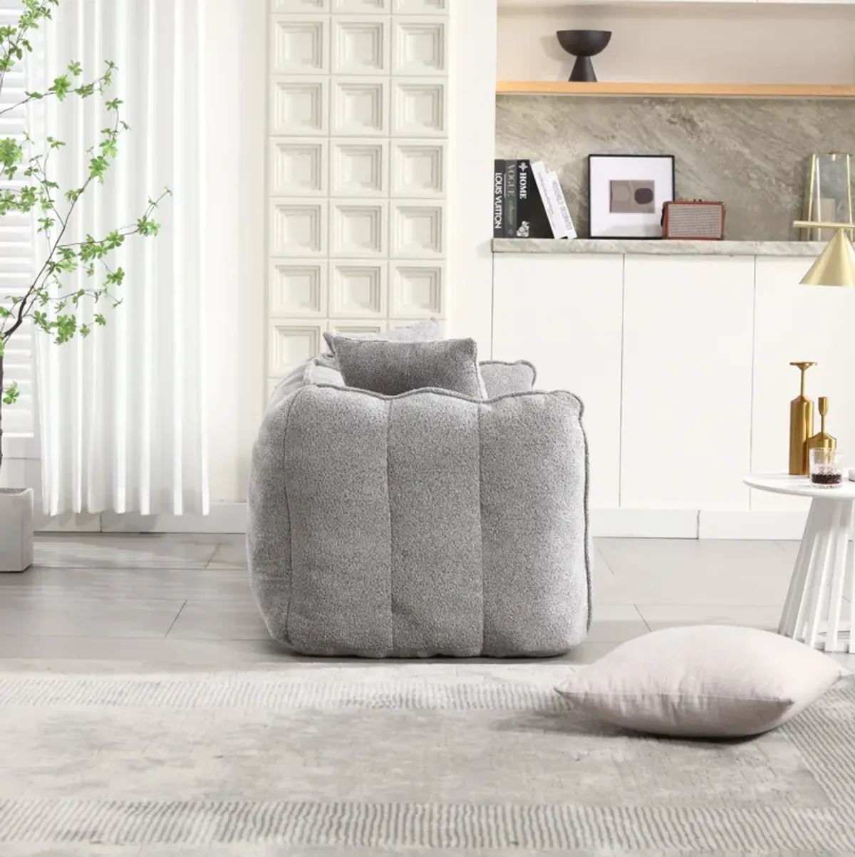 Merax Chenille Lazy Bean Bag Loveseat for Living Room