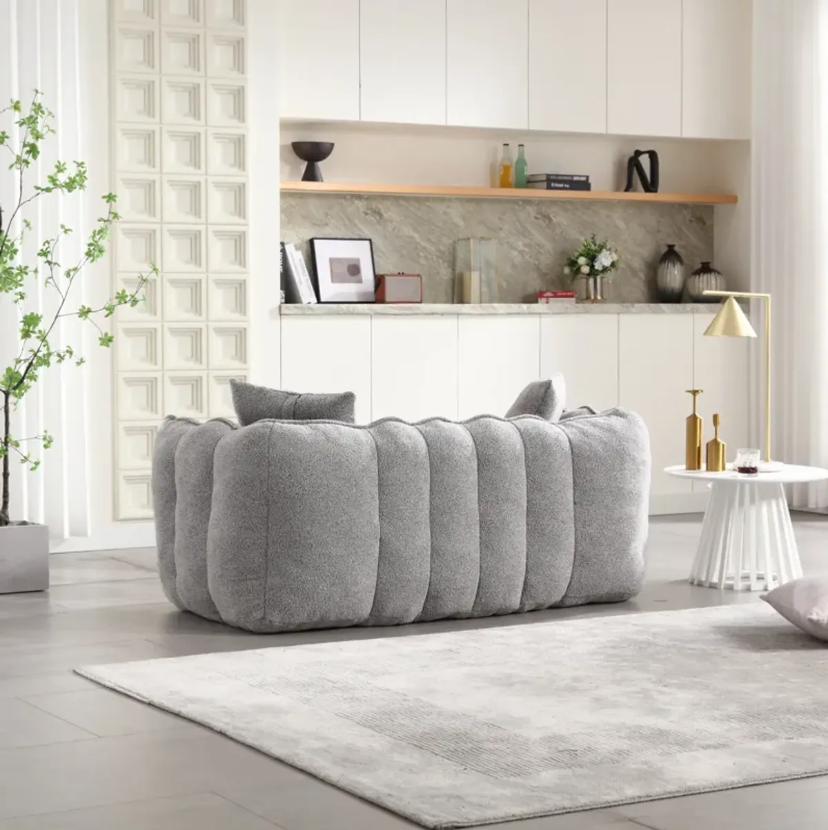 Merax Chenille Lazy Bean Bag Loveseat for Living Room