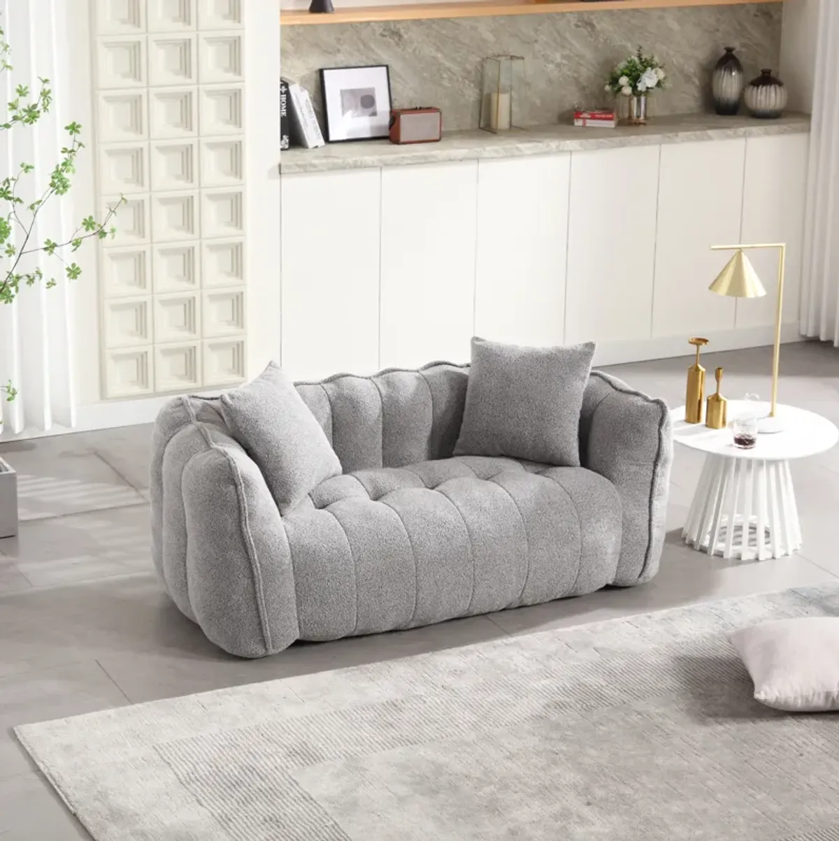 Merax Chenille Lazy Bean Bag Loveseat for Living Room