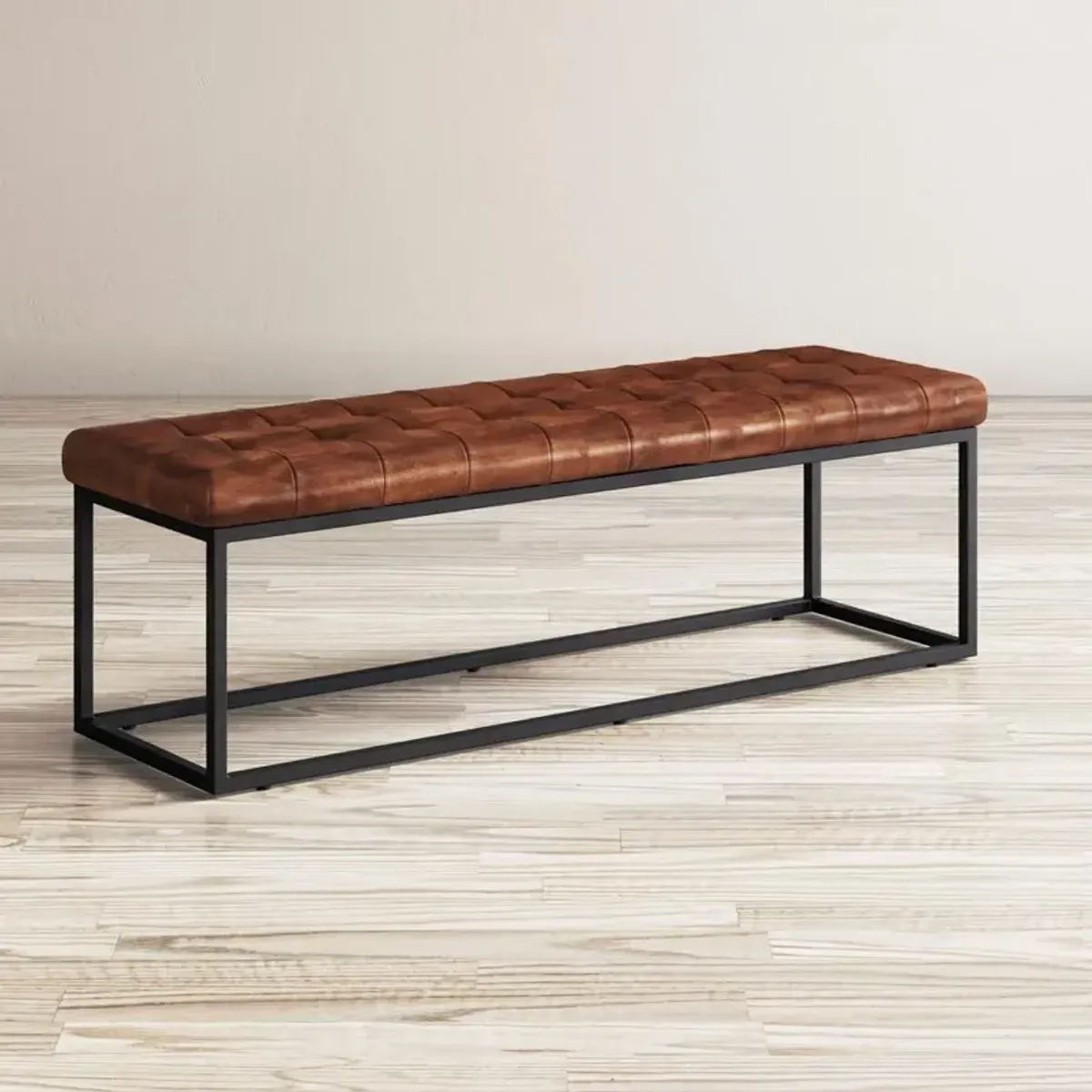 Jofran 55 Genuine Distressed Leather Ottoman Bench