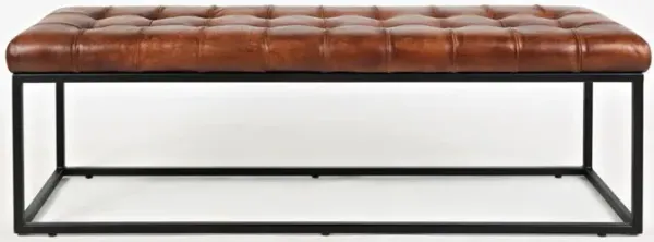 Jofran 55 Genuine Distressed Leather Ottoman Bench