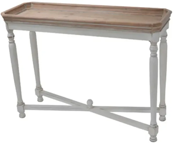 42 Inch Sofa Table, Narrow Design, Fir Wood, MDF, Brown, Antique White