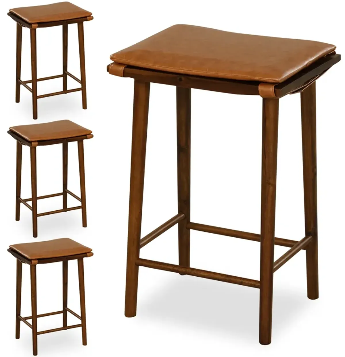 Set of 2 25.5 Inch Barstools with Removable Cushion and Footrest